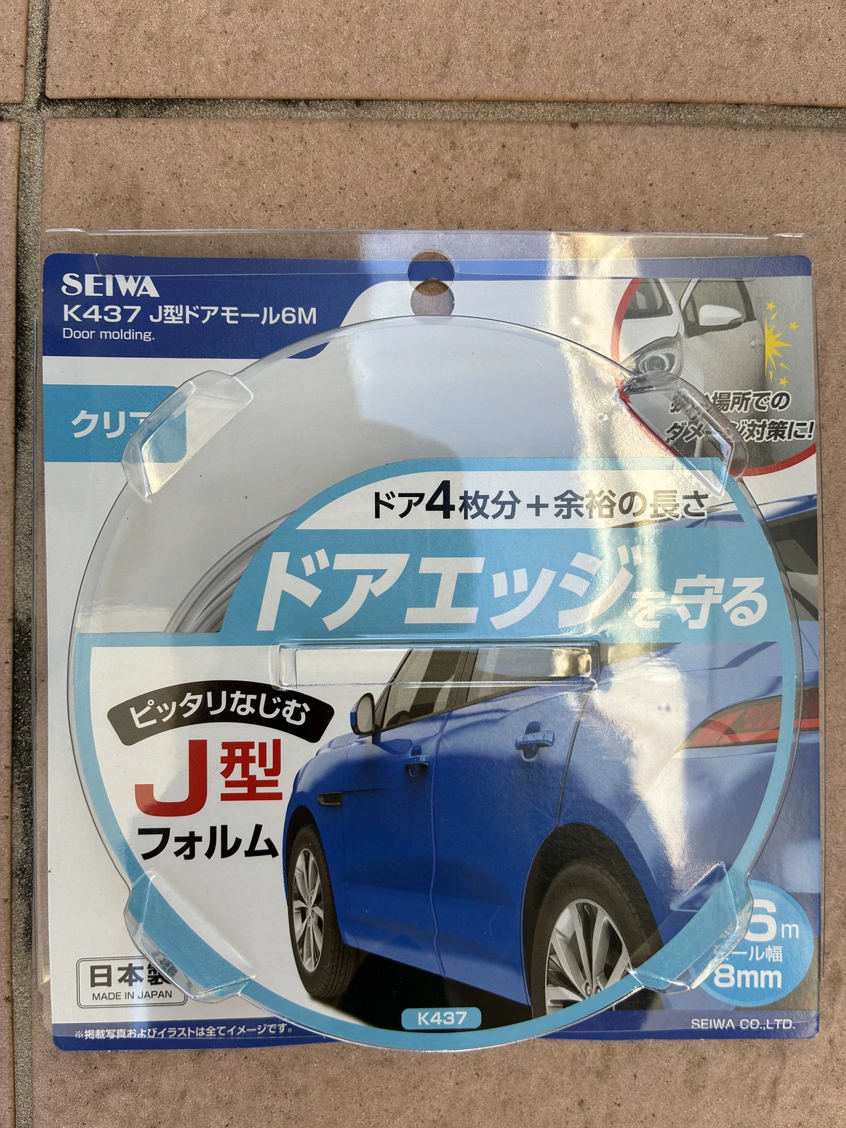 SEIWA K437 J型ドアモール6M クリアのパッケージ表面